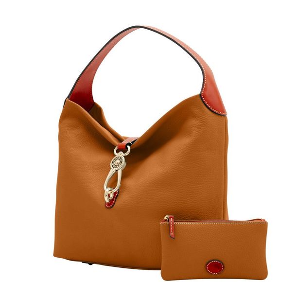 Dooney & Bourke Pebble Grain Logo Lock Shoulder Bag with Pouch - Sand - Picture 2 of 4